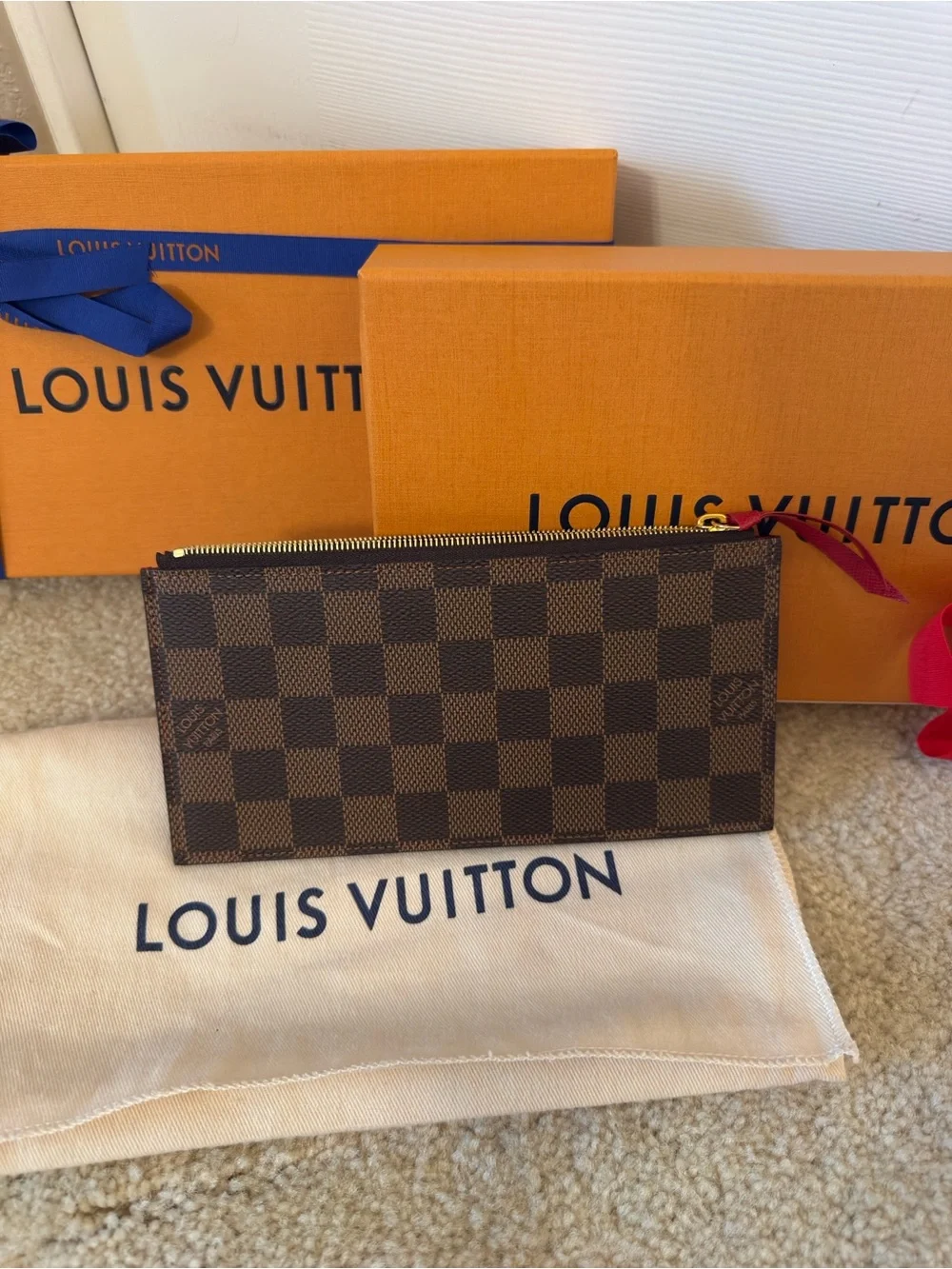 Louis Vuitton Pochelle Felicie Zipped Insert in Brown Damier Ebene